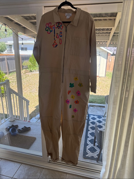 Nordstrom Pants - Nordstrom Beige Utility Jumpsuit with Colorful Floral Accents